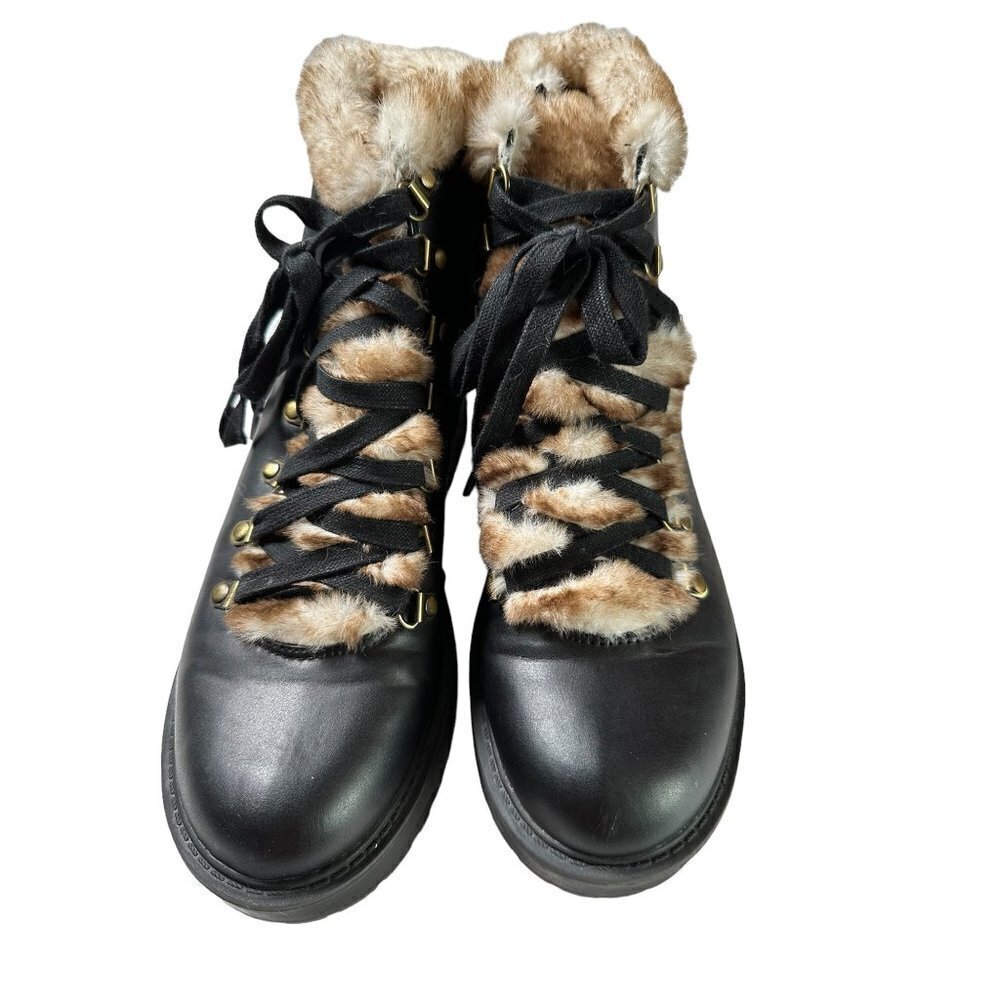 American Eagle combat boots with fur, women's size 10